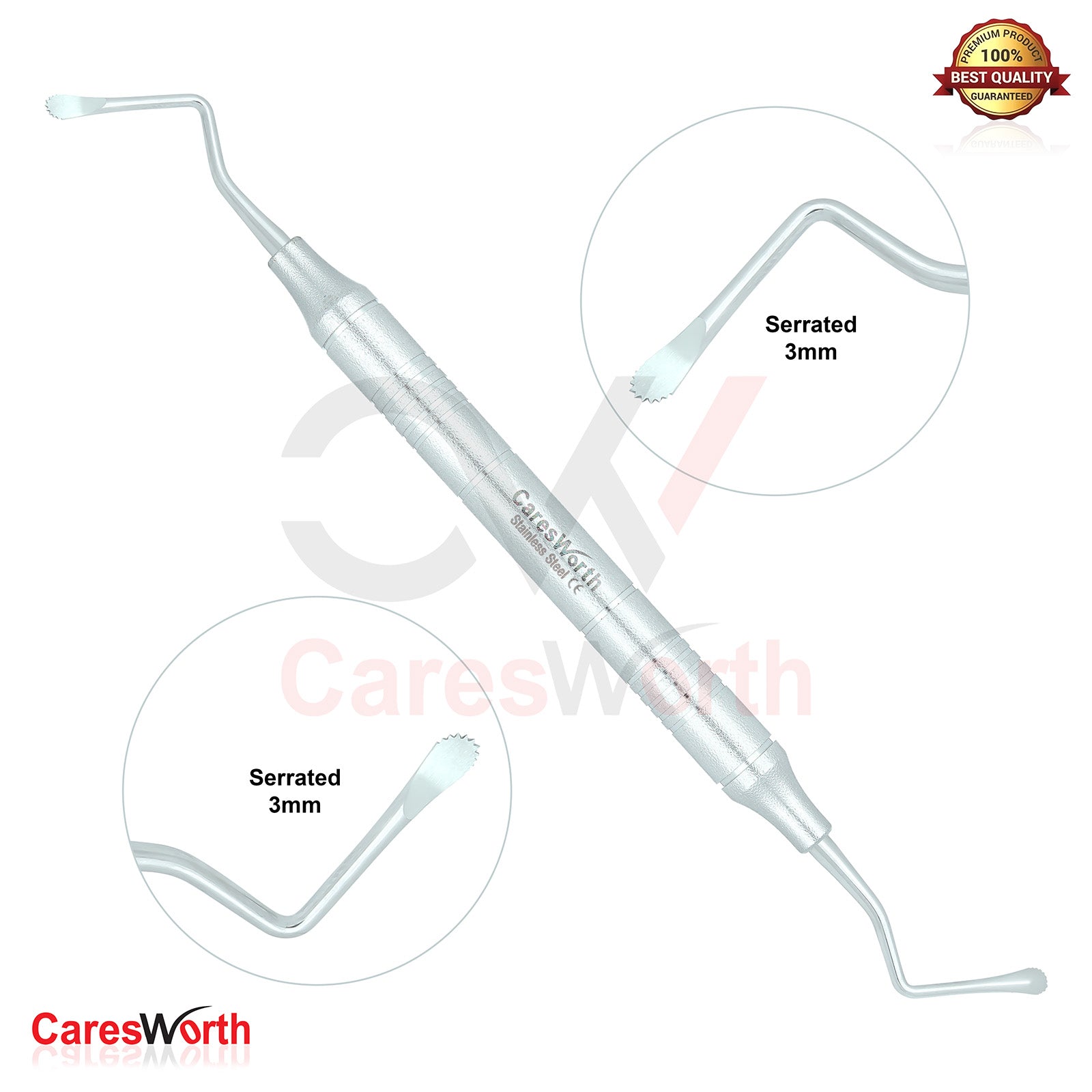 Dental Lucas Bone Curettes 3.0mm Micro Serrated