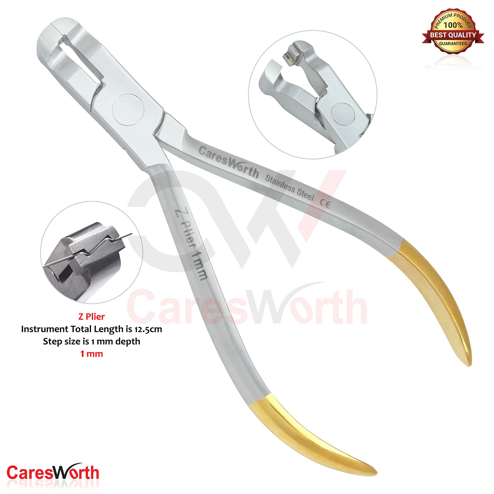 Dental Orthodontic Z Bend Pliers, Arch Wire Bending, Detailing, Step F