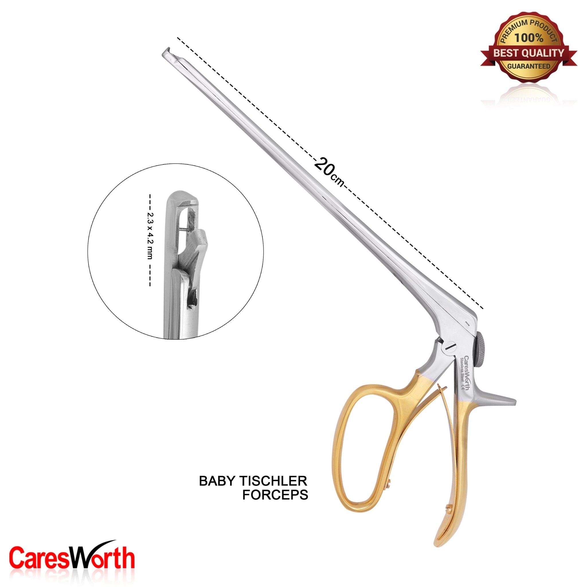 Baby Tischler Semi Cut Oval Shape Biopsy Punch Forceps 20cm Long Shaft 4.2mm x 2.3mm Bite Gold Series with Thumb Lock OB/GYN Medical Surgical Instrument