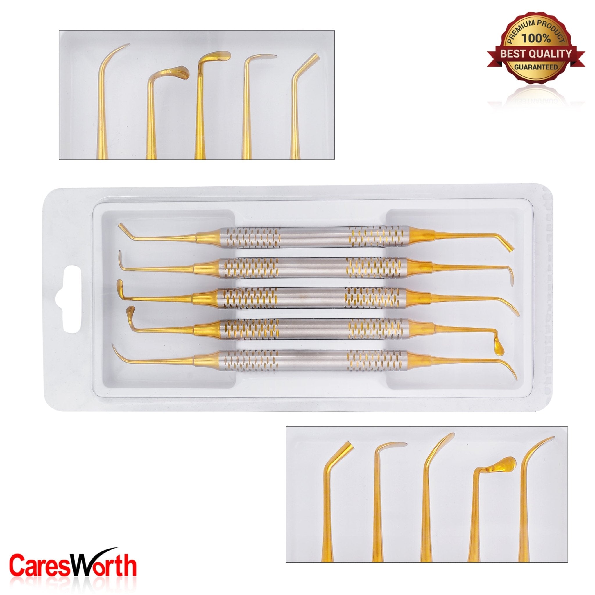 Sinus Lift Instruments Set Kit Dental Implant, 5 Pcs (Gold Plated)